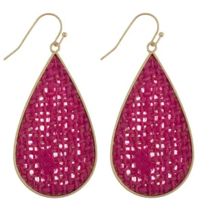 Pink paper raffia Teardrop Earrings