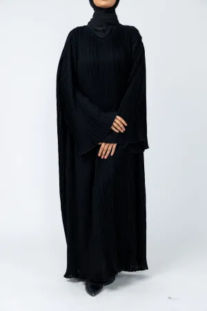 Pleated Nida Abaya - Black
