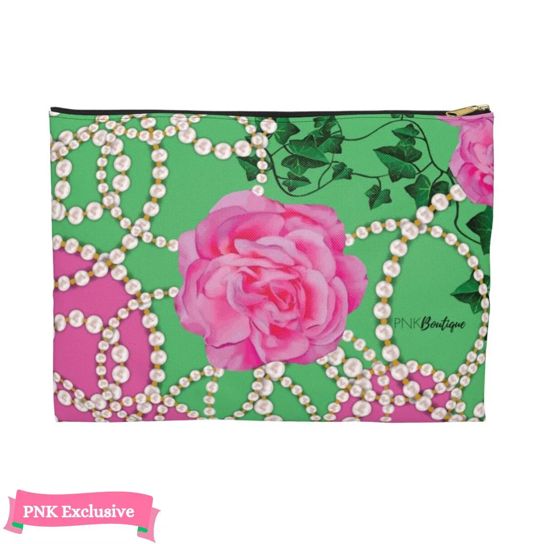 PNK Signature Pink & Green Accessory Pouch