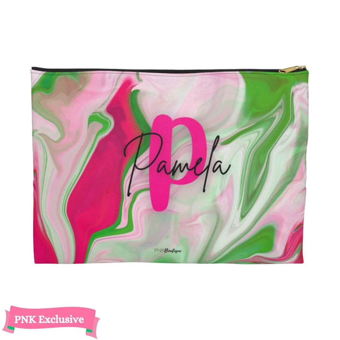 PNK Watercolor Pink & Green Accessory Pouch
