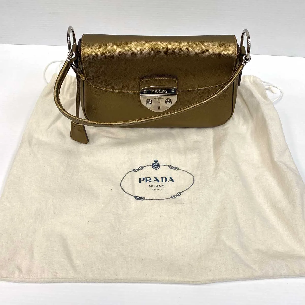 Prada Bronze Saffiano Lux 1 Shoulder Bag