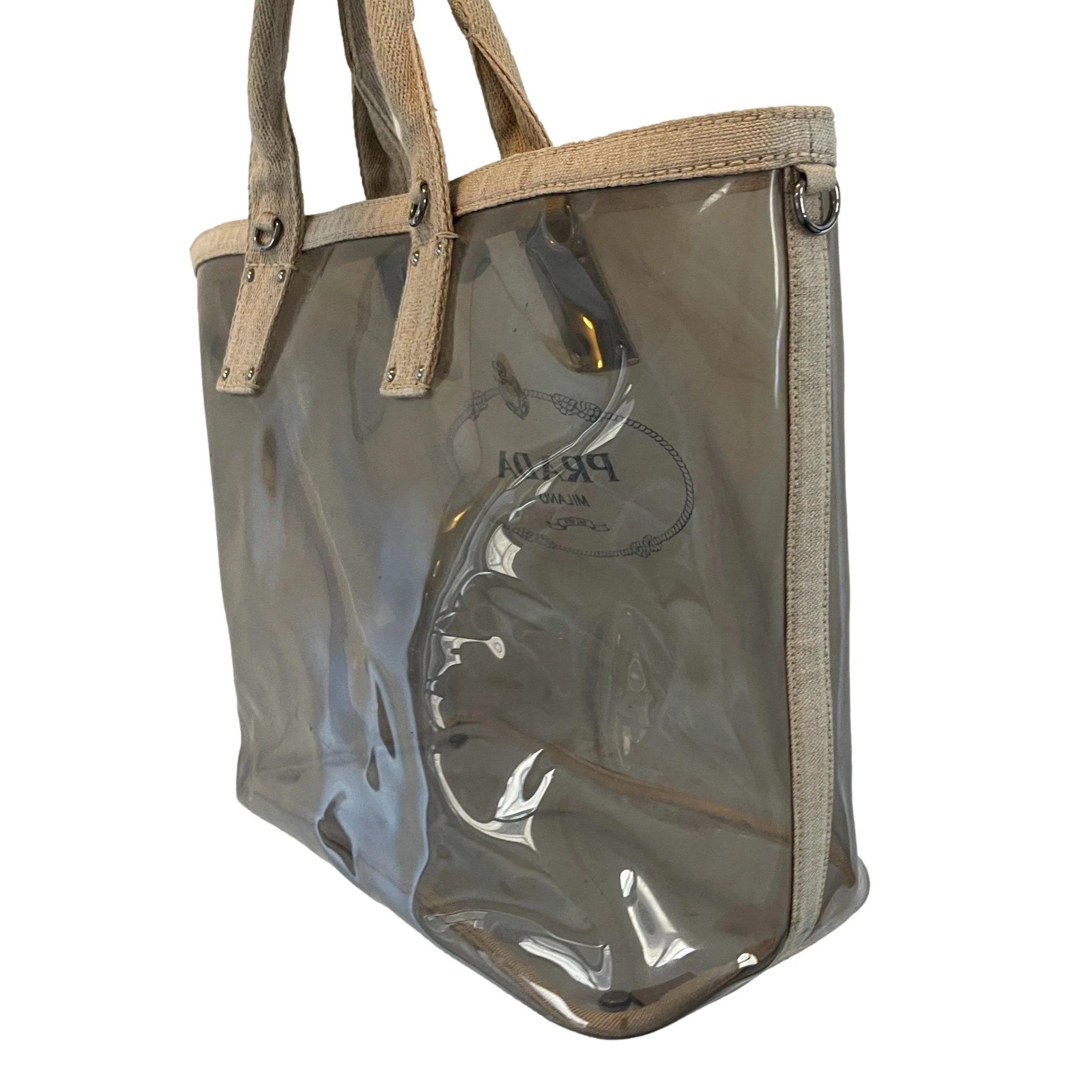 Prada Transparent Logo Jumbo Tote