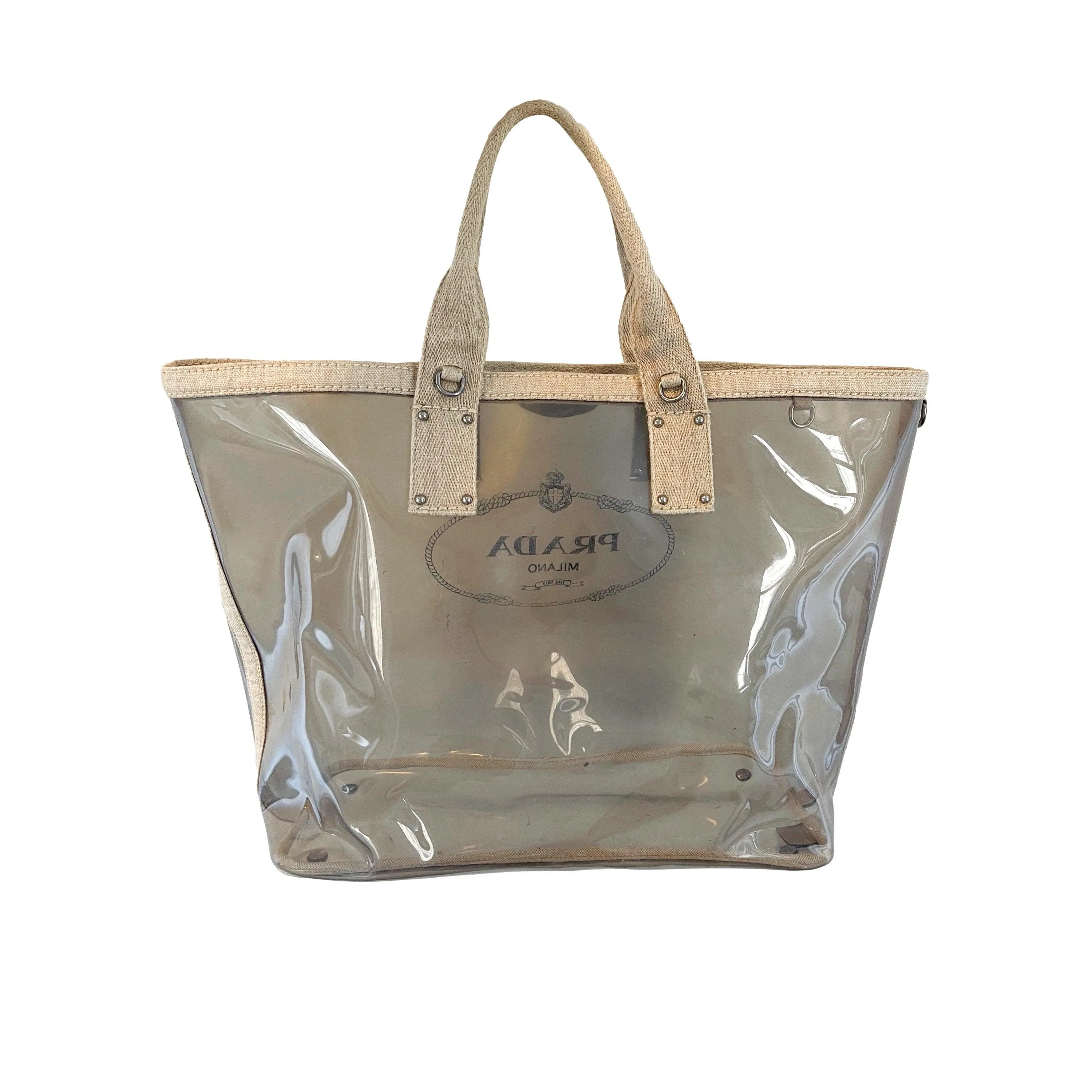 Prada Transparent Logo Jumbo Tote