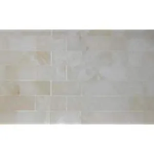 Premium White Onyx VEIN-CUT 2 X 4 Polished Brick Mosaic Tile - Lot of 50 Sheets