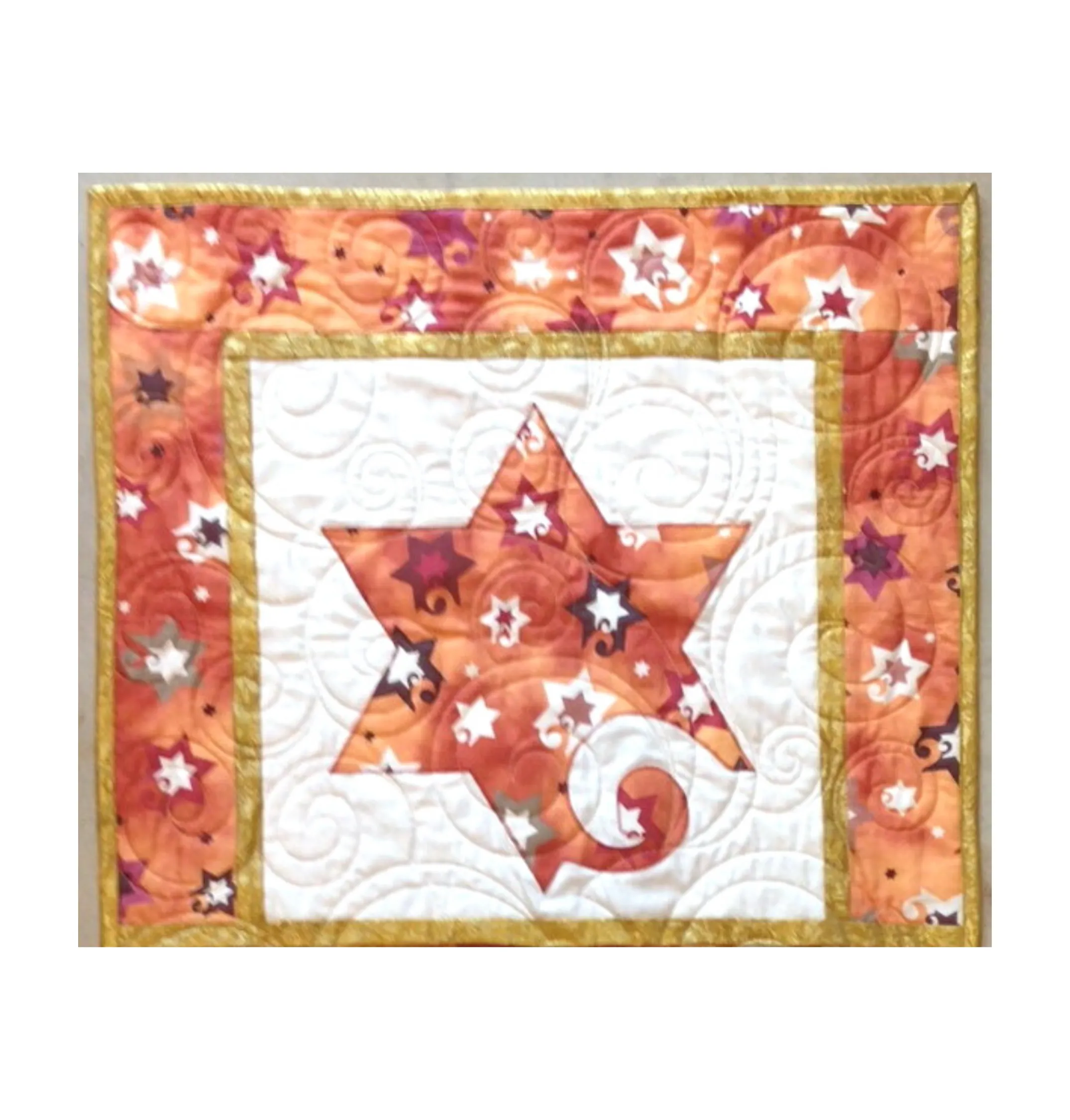 Quilted Jubilant Star Bargello Wall Hanging (Copper)