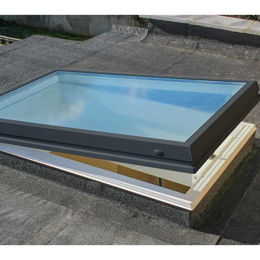 RAYLUX Flat Glass with Manual Opening PVC 150mm Vertical Upstand - Grey