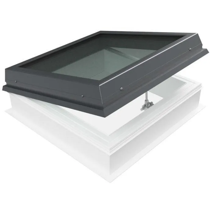 RAYLUX Flat Glass with Manual Opening PVC 150mm Vertical Upstand - Grey
