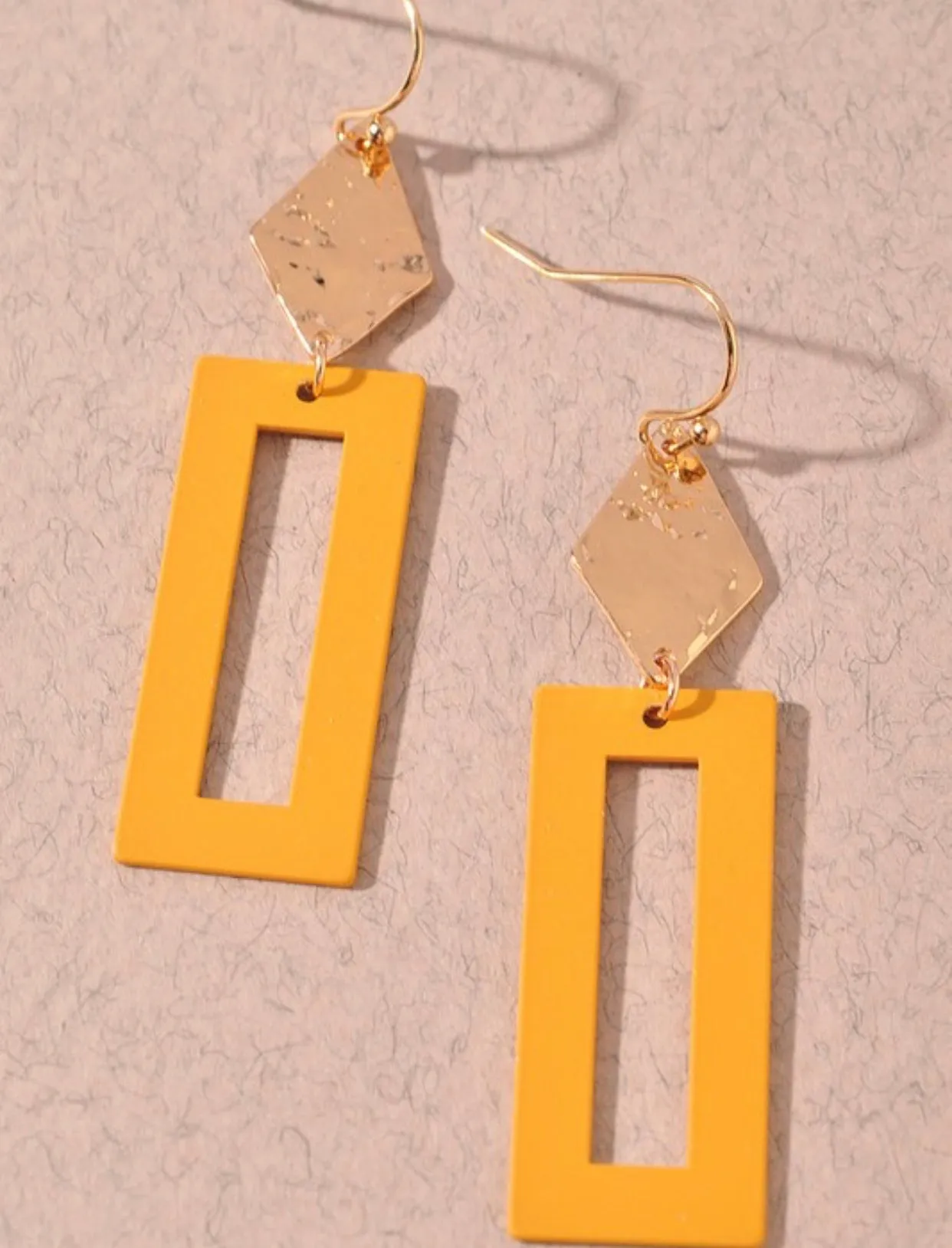 Rectangle Colored Metal Earrings 5 Colors