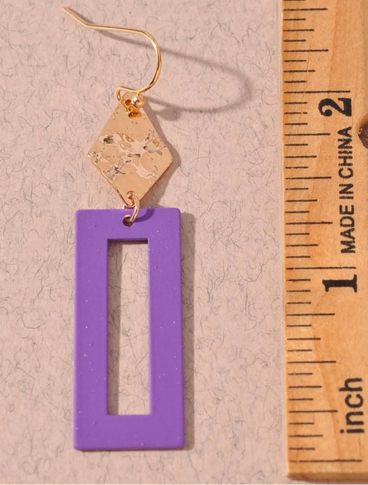 Rectangle Colored Metal Earrings 5 Colors