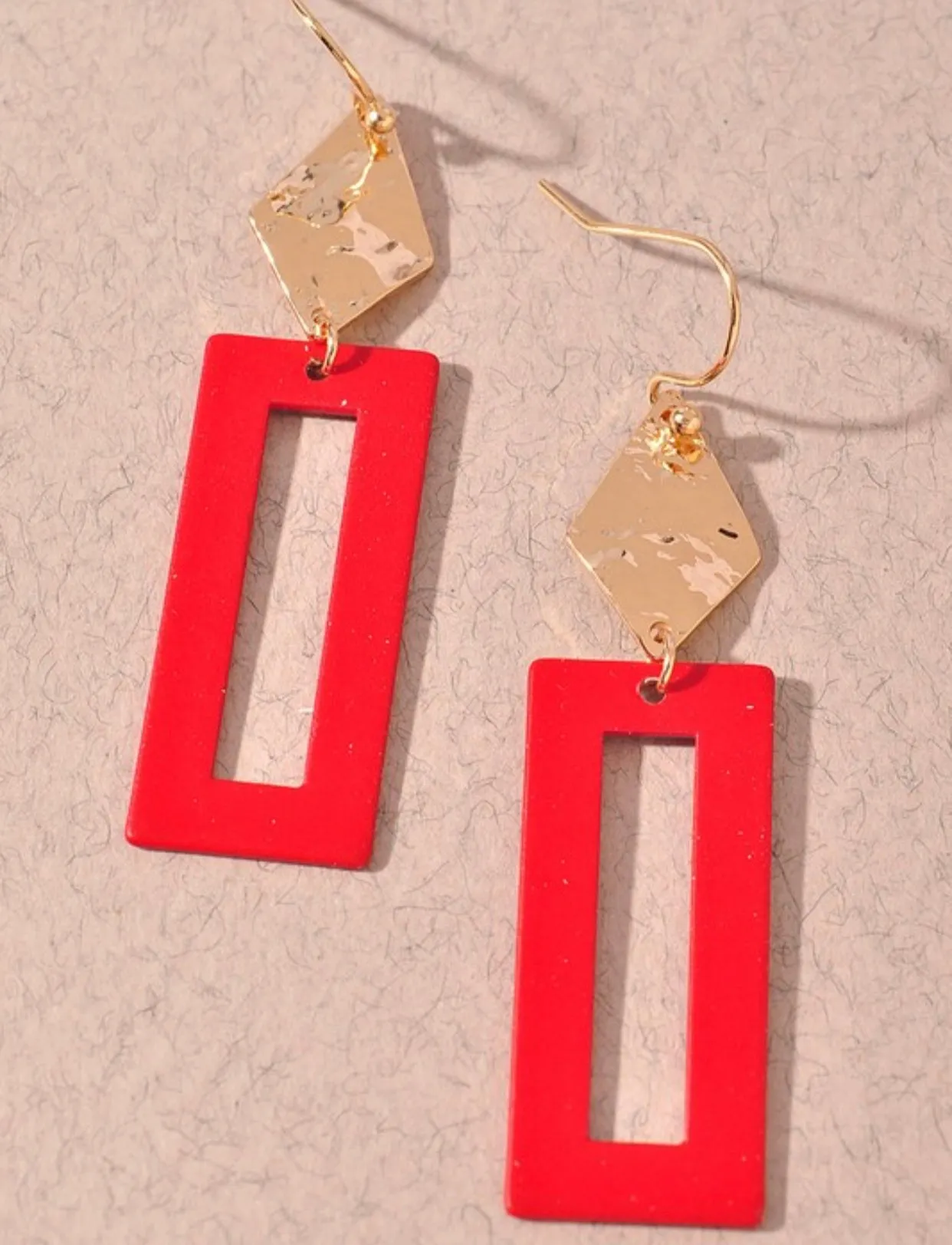 Rectangle Colored Metal Earrings 5 Colors