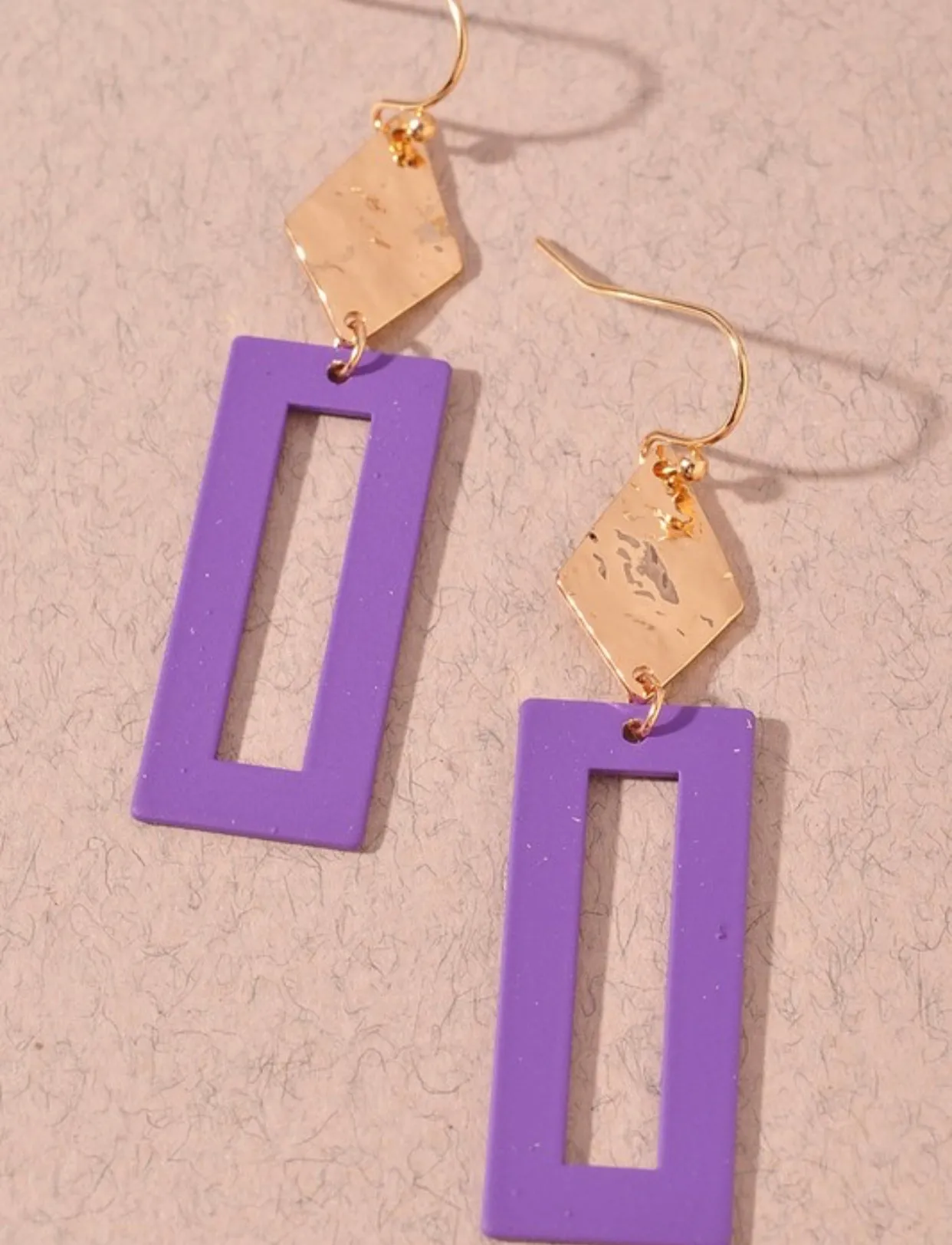 Rectangle Colored Metal Earrings 5 Colors