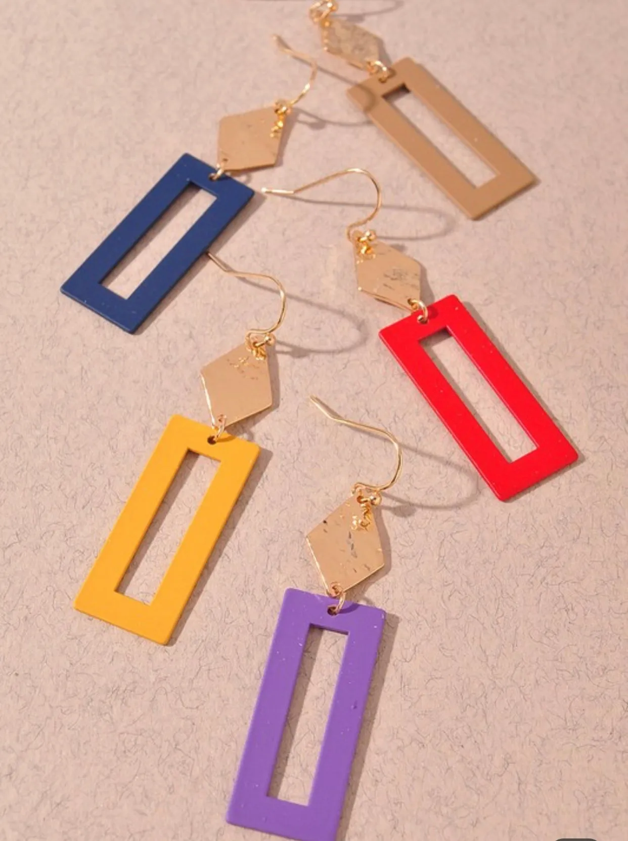 Rectangle Colored Metal Earrings 5 Colors
