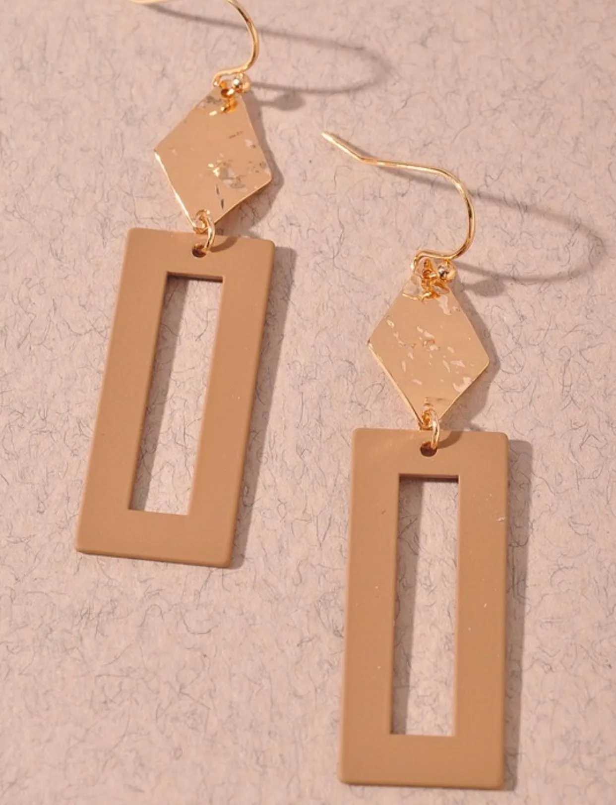Rectangle Colored Metal Earrings 5 Colors
