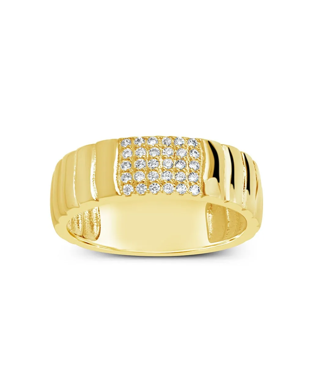 Riley CZ Textured Band Ring