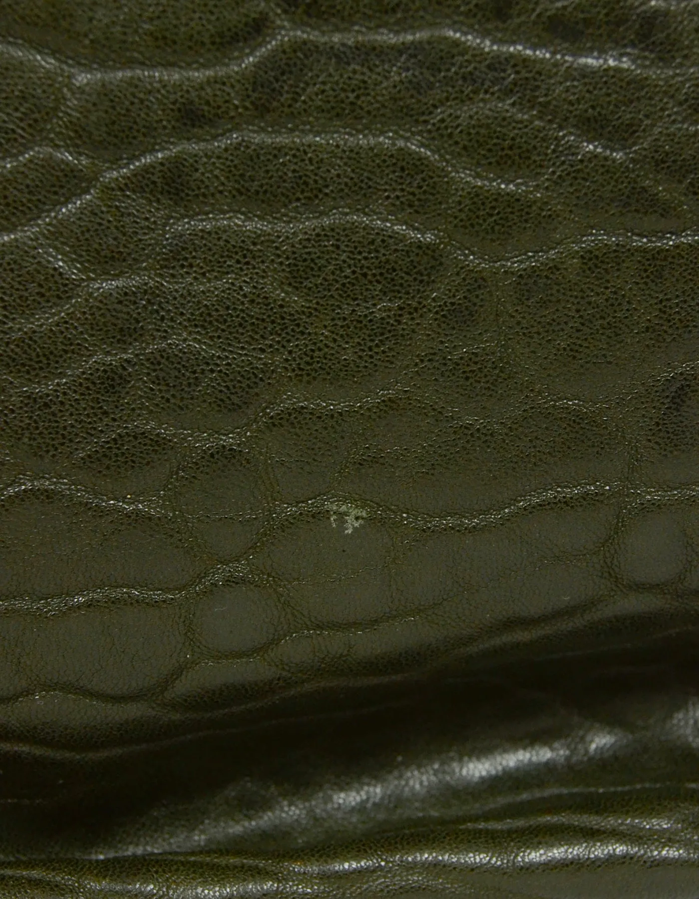 Rochas Dark Green Leather Zip Clutch