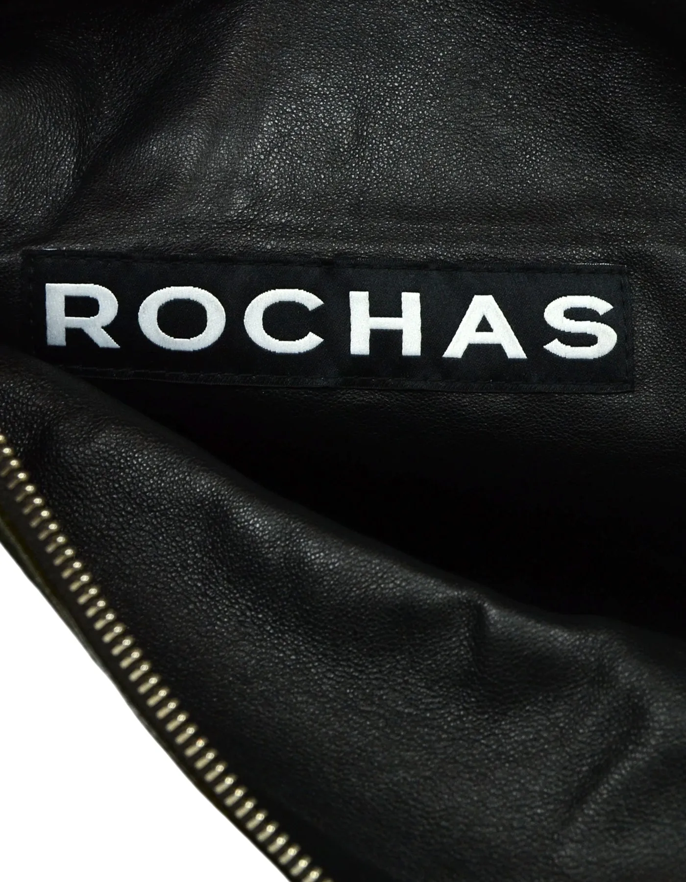 Rochas Dark Green Leather Zip Clutch