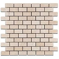 Royal Beige Marble 1 X 2 Polished Brick Mosaic Tile - Lot of 50 Sheets