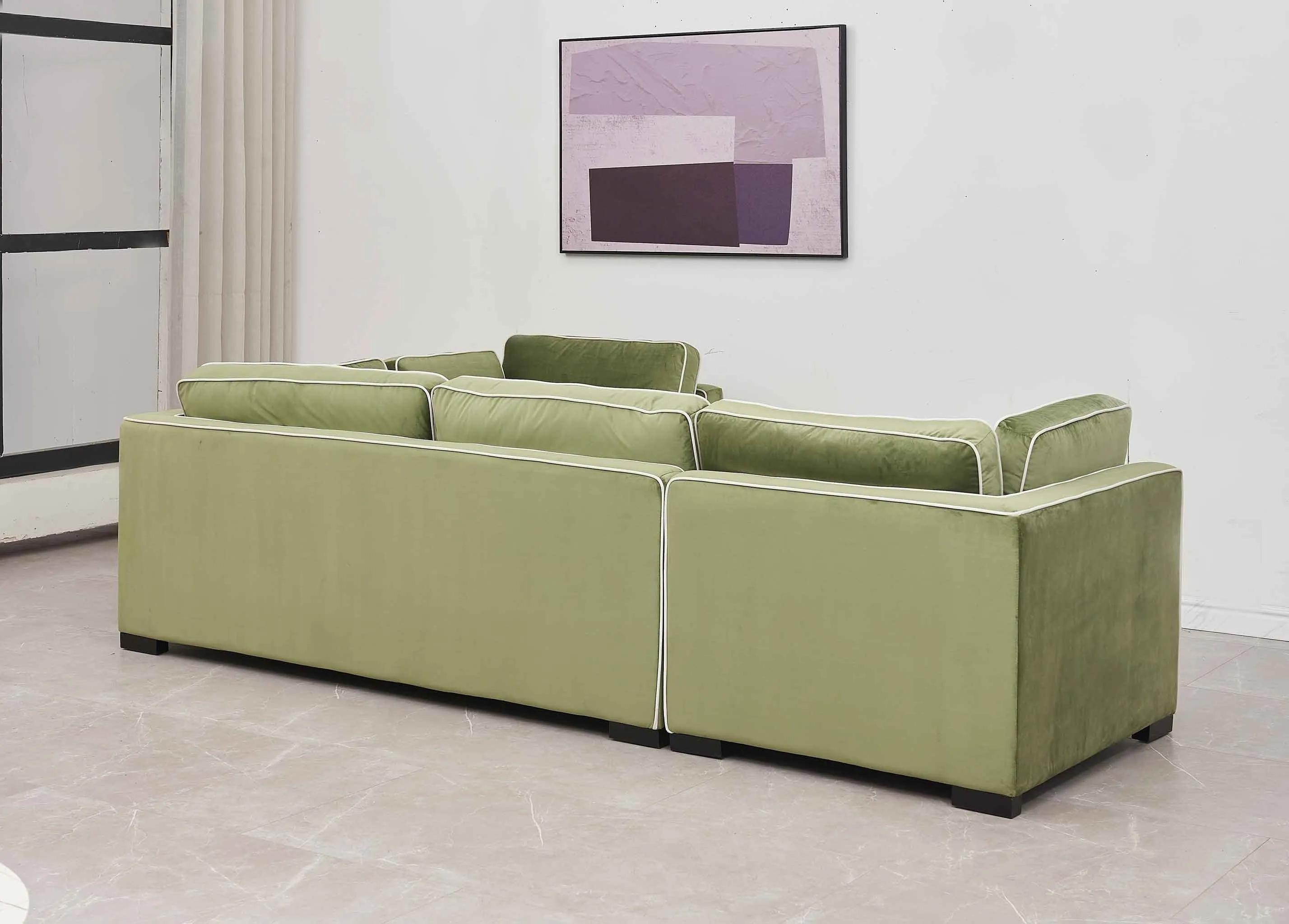 Rubeza Leo Brora 5 Seater Left Hand Facing Corner Sofa - Grass Green