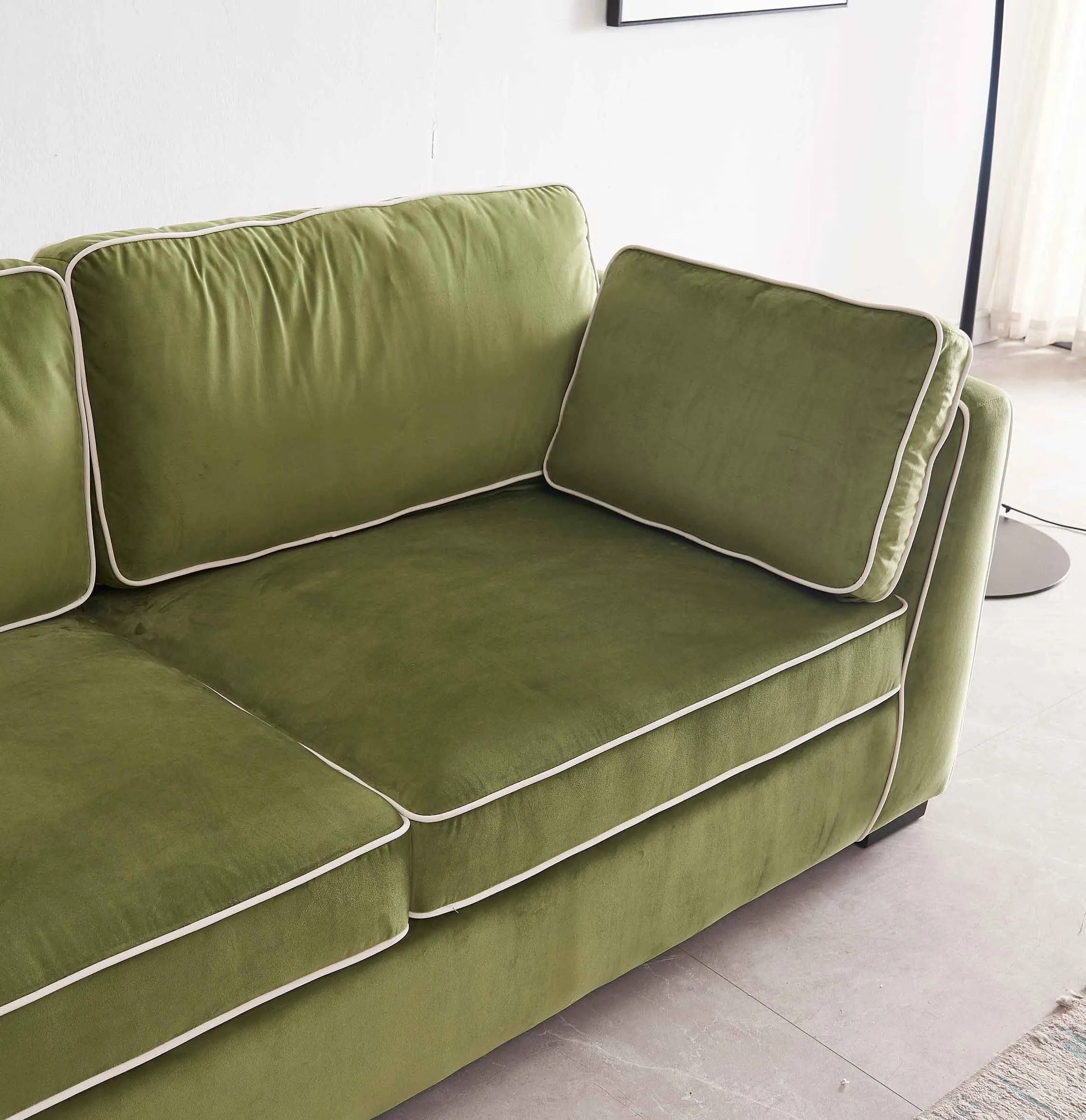 Rubeza Leo Brora 5 Seater Left Hand Facing Corner Sofa - Grass Green