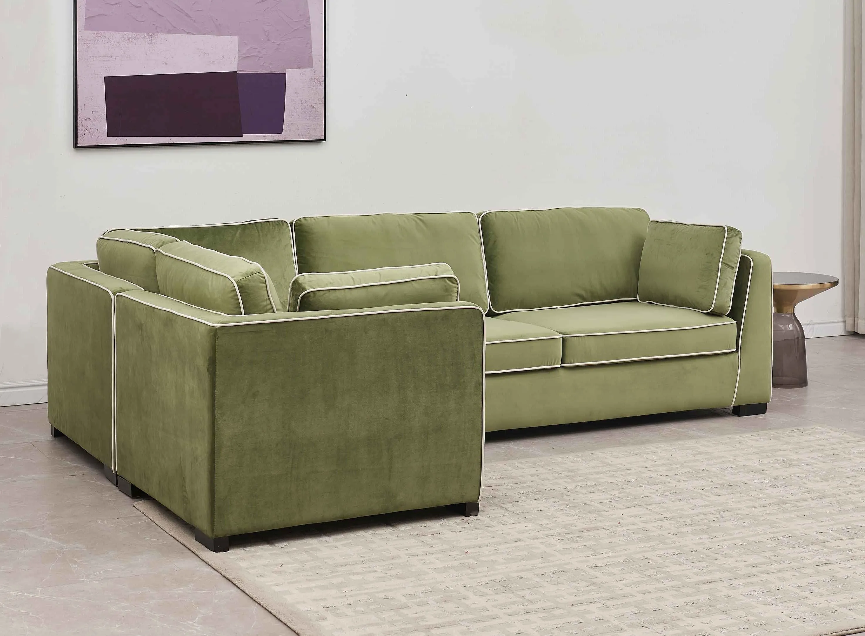 Rubeza Leo Brora 5 Seater Left Hand Facing Corner Sofa - Grass Green