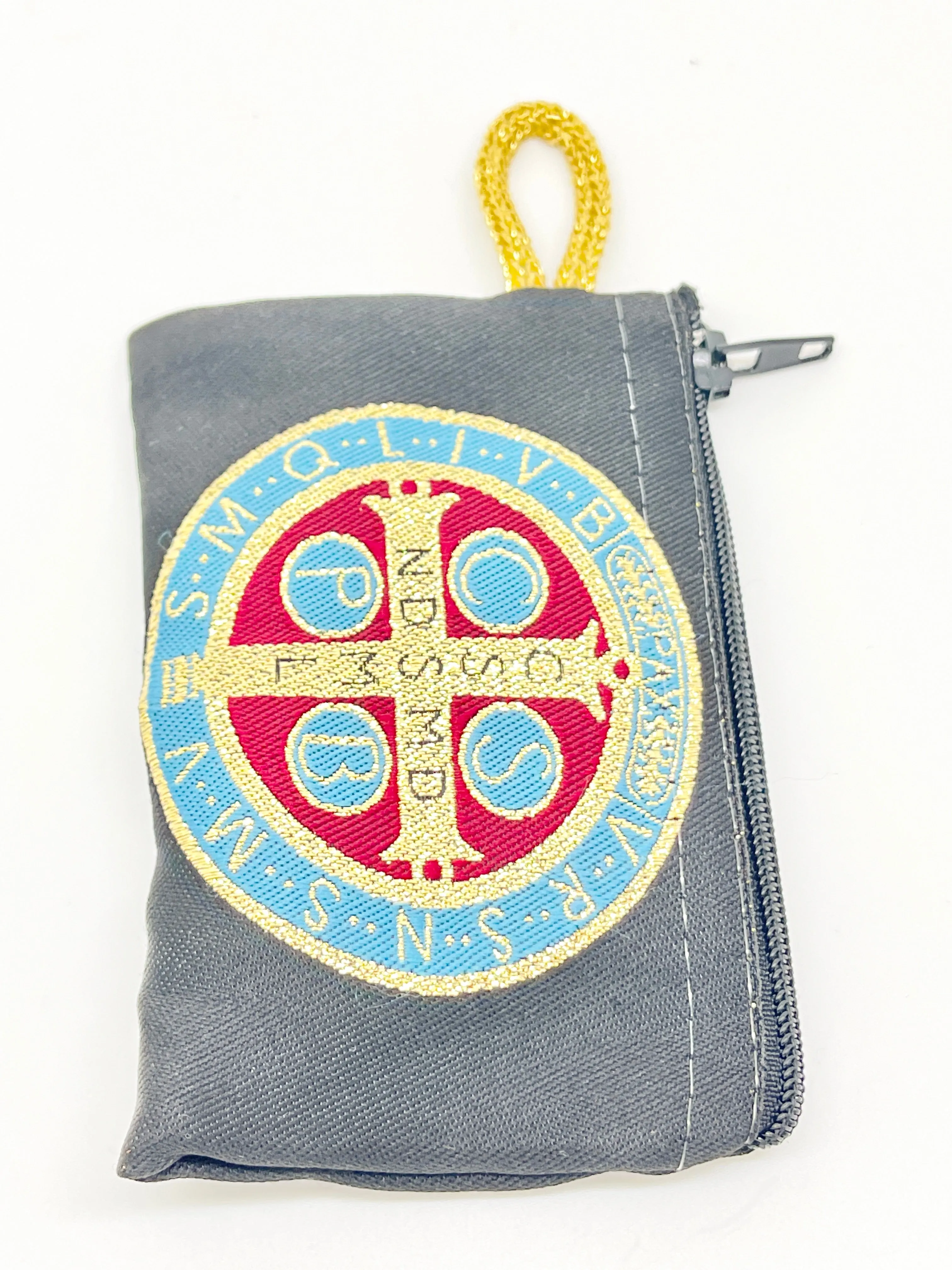 Saint Benedict Woven Tapestry Rosary Pouch Large 5 1/2"