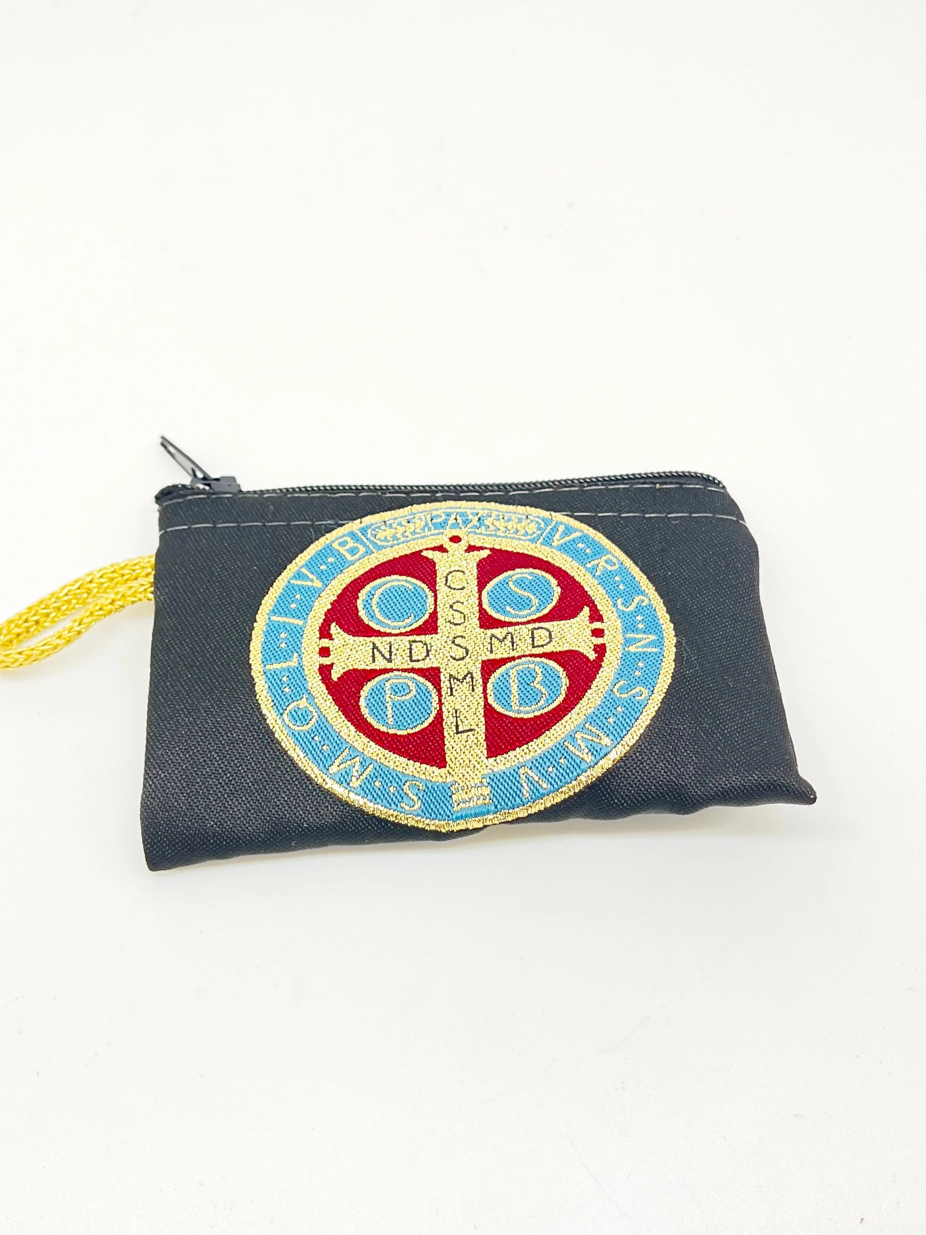 Saint Benedict Woven Tapestry Rosary Pouch Large 5 1/2"
