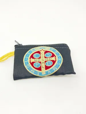 Saint Benedict Woven Tapestry Rosary Pouch Large 5 1/2"