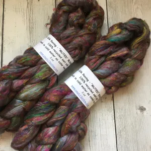 Sari Silk Waste Roving - MUTED BLEND - 2 oz