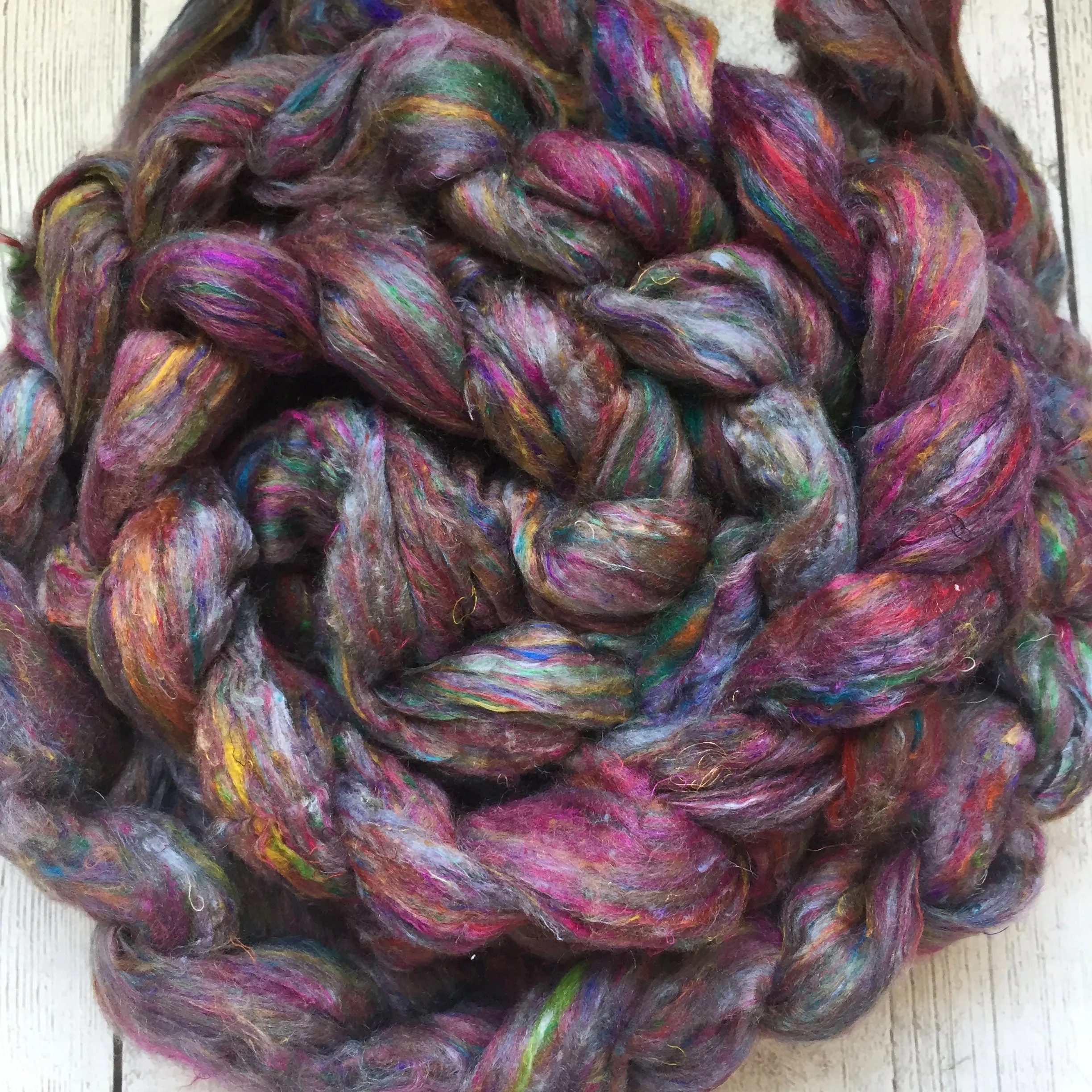 Sari Silk Waste Roving - MUTED BLEND - 2 oz