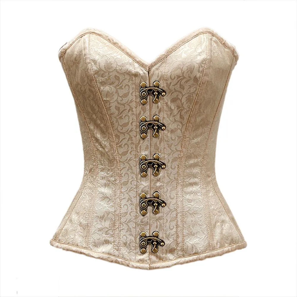 Sarsi Ivory Satin Brocade Overbust Corset