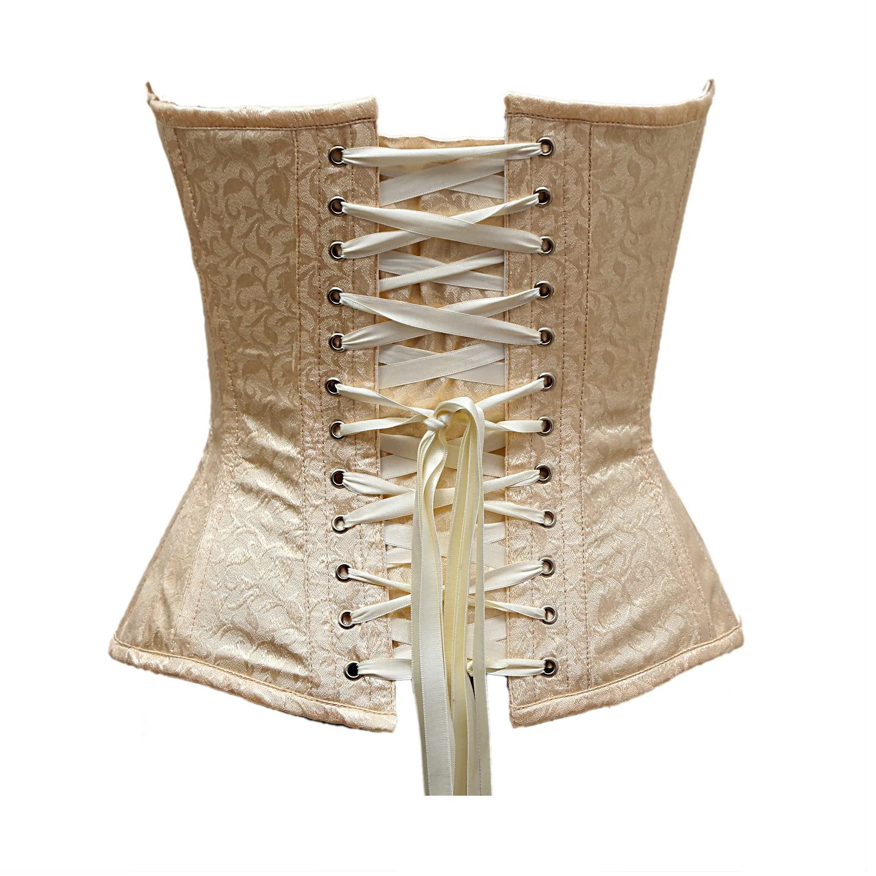 Sarsi Ivory Satin Brocade Overbust Corset