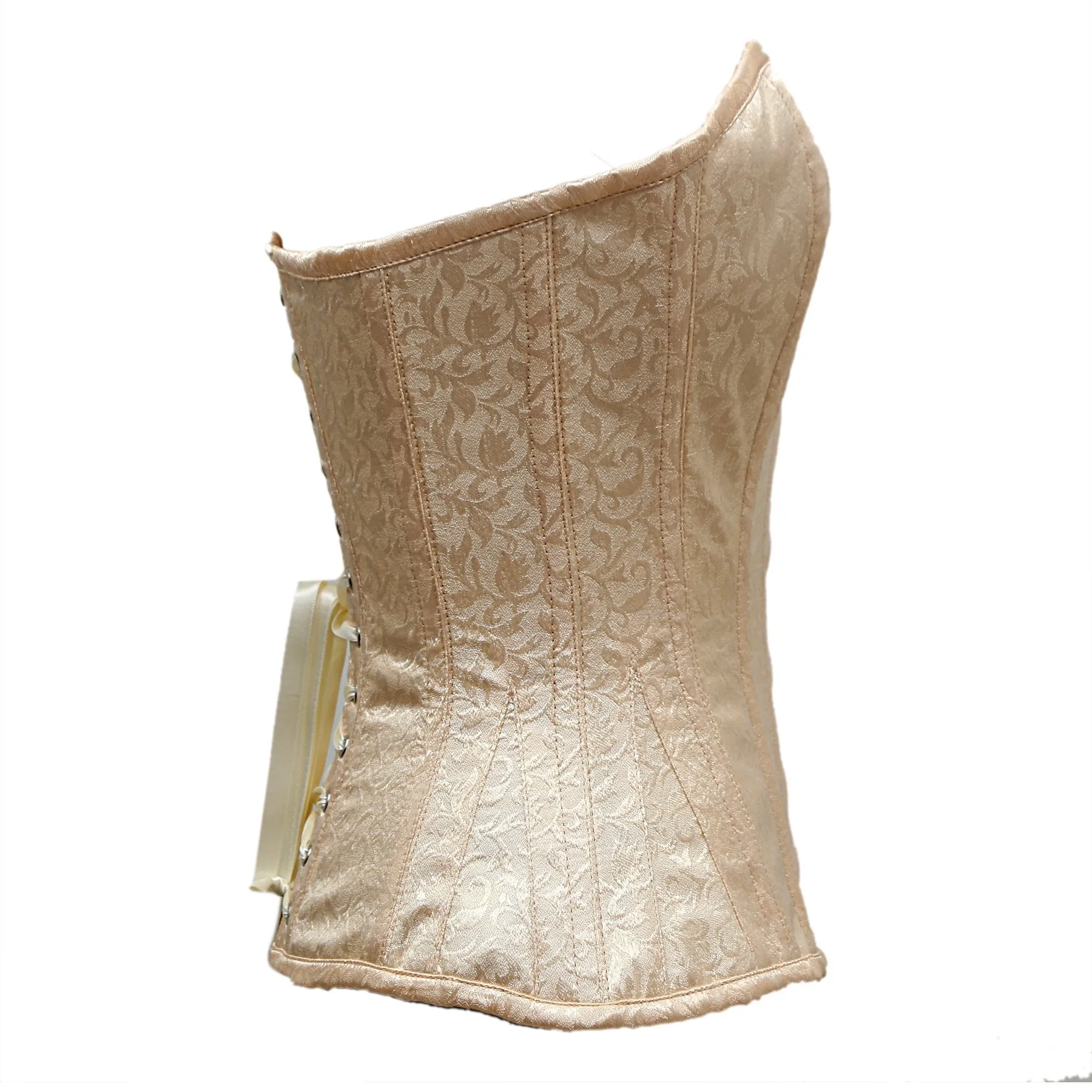 Sarsi Ivory Satin Brocade Overbust Corset