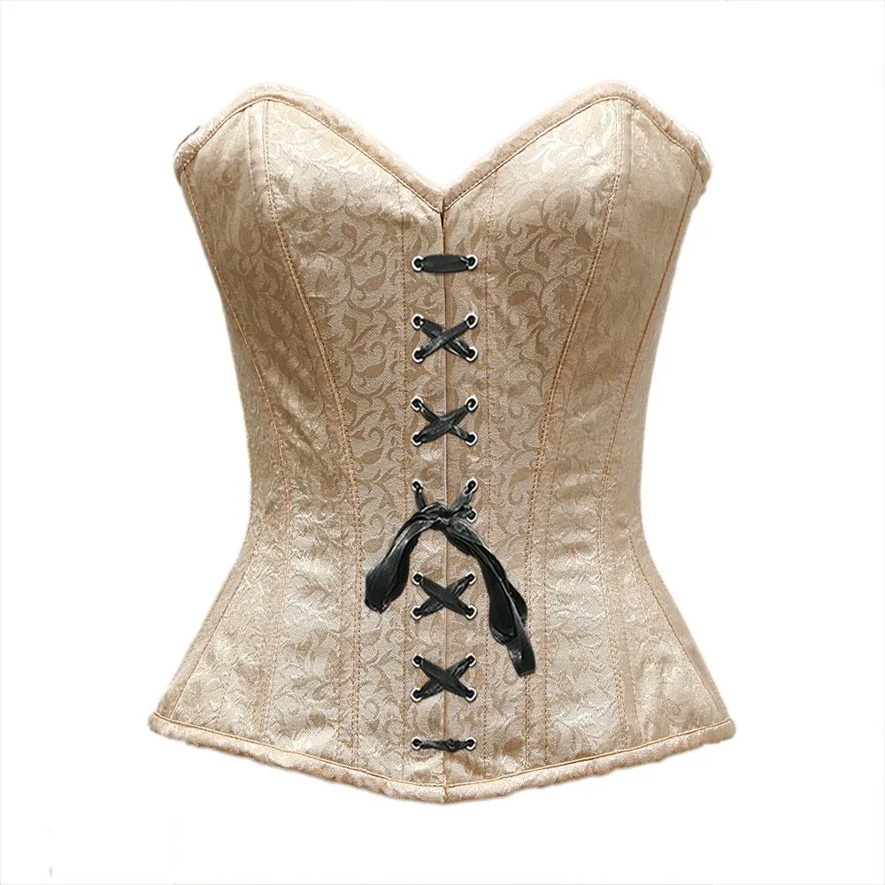 Sarsi Ivory Satin Brocade Overbust Corset