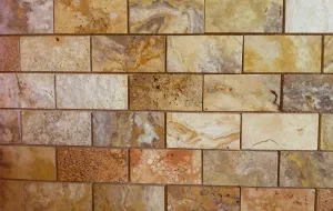 Scabos POLISHED and Unfilled Travertine 2x4 Mosaic Tile - Box of 5 Sheets