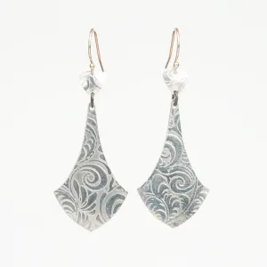 Scrolled Textured Silver Earrings