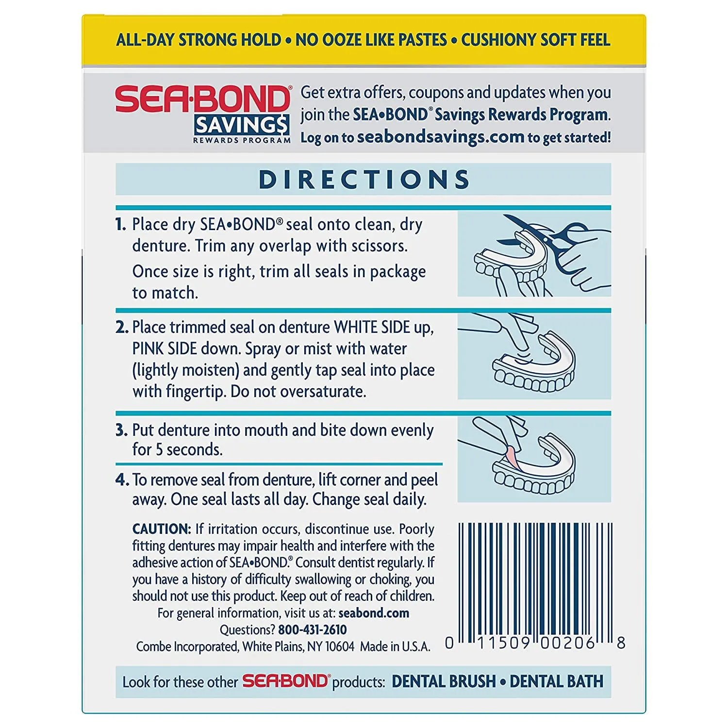 Sea Bond Secure Denture Adhesive Seals Combo Pack, Original, 15 Upper, 15 Lowers