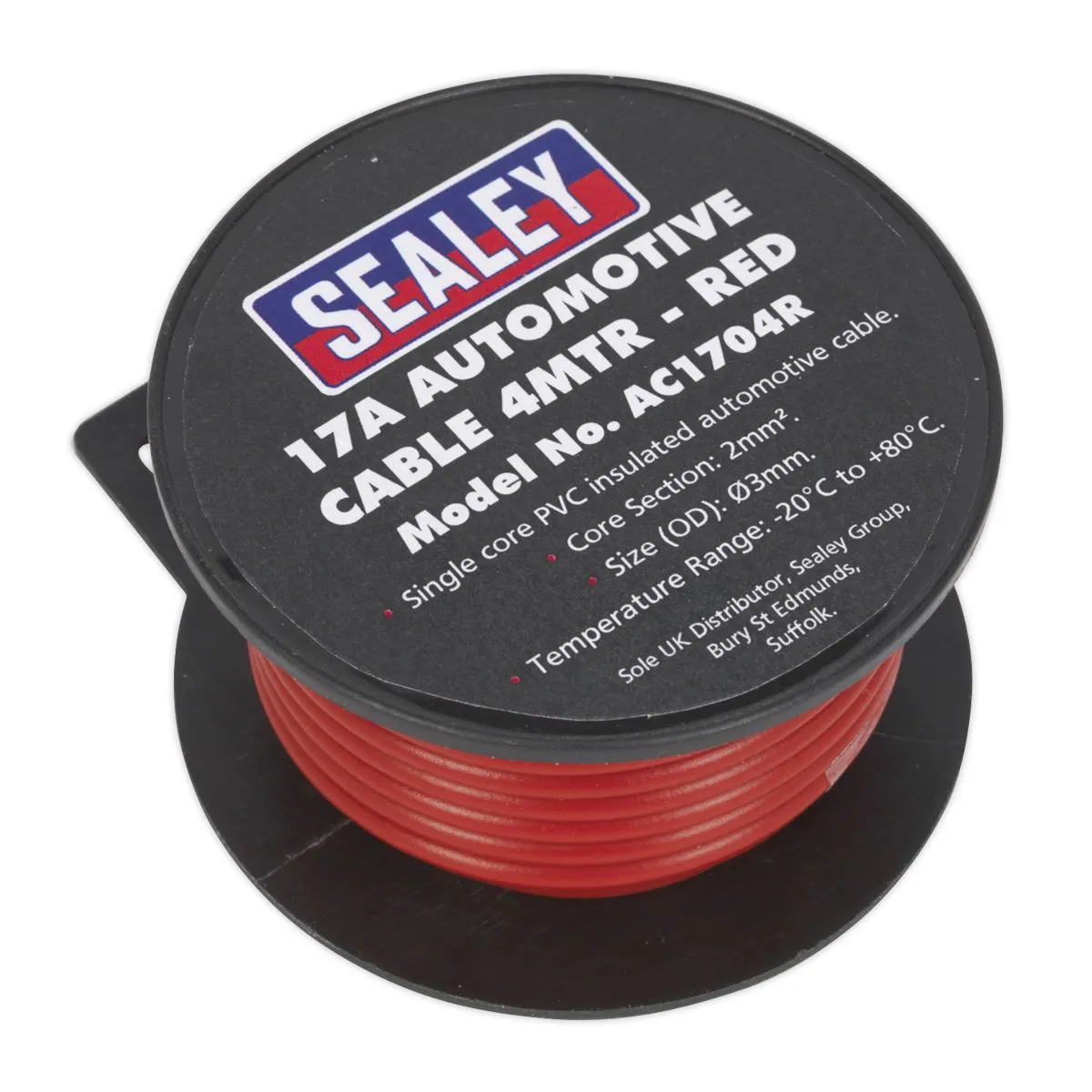Sealey Automotive Cable Thick Wall 17A 4m Red