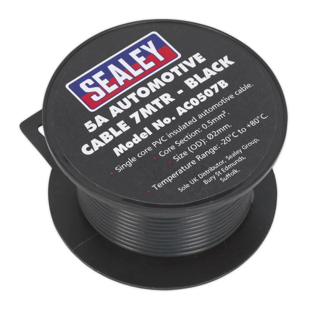 Sealey Automotive Cable Thick Wall 5A 7m Black