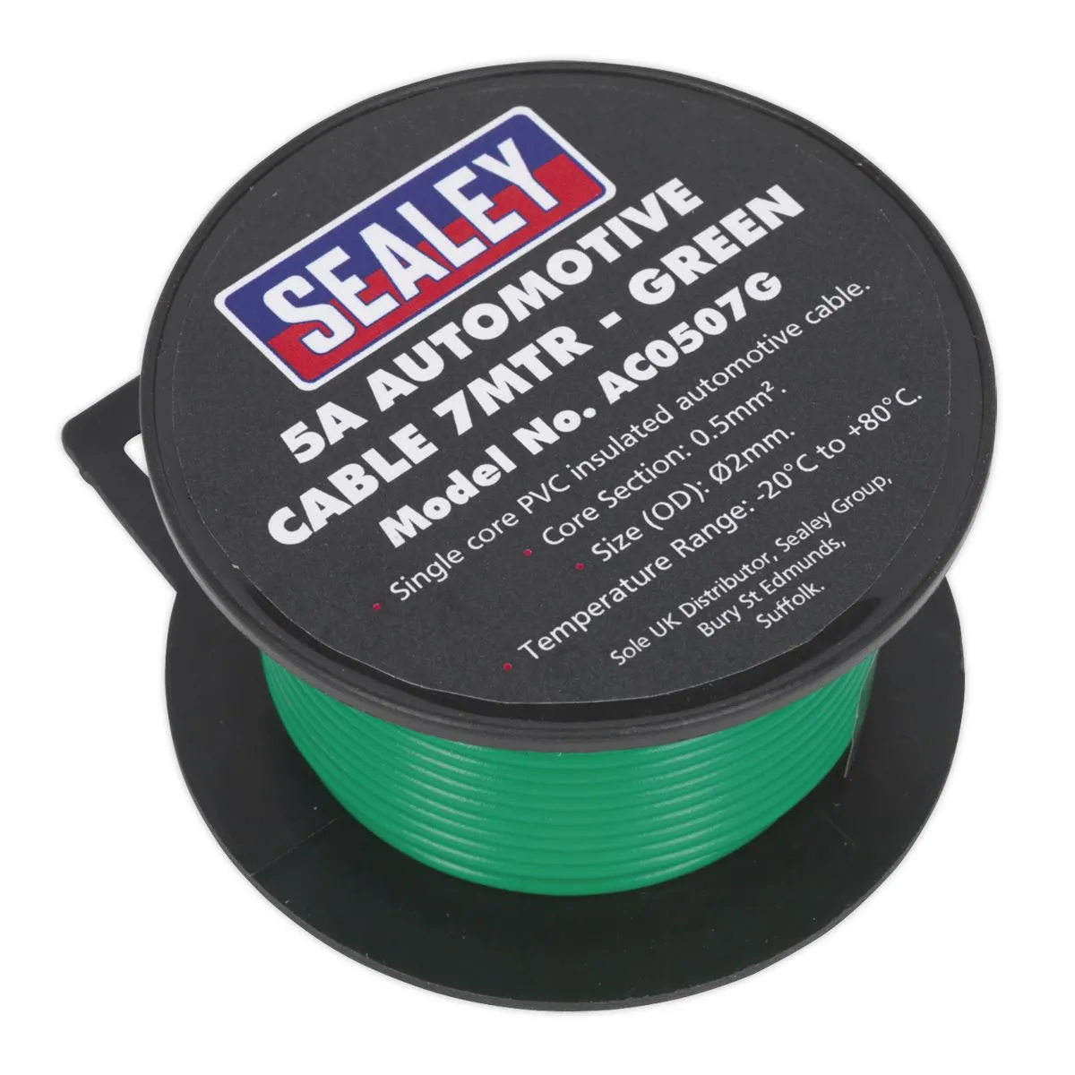 Sealey Automotive Cable Thick Wall 5A 7m Green