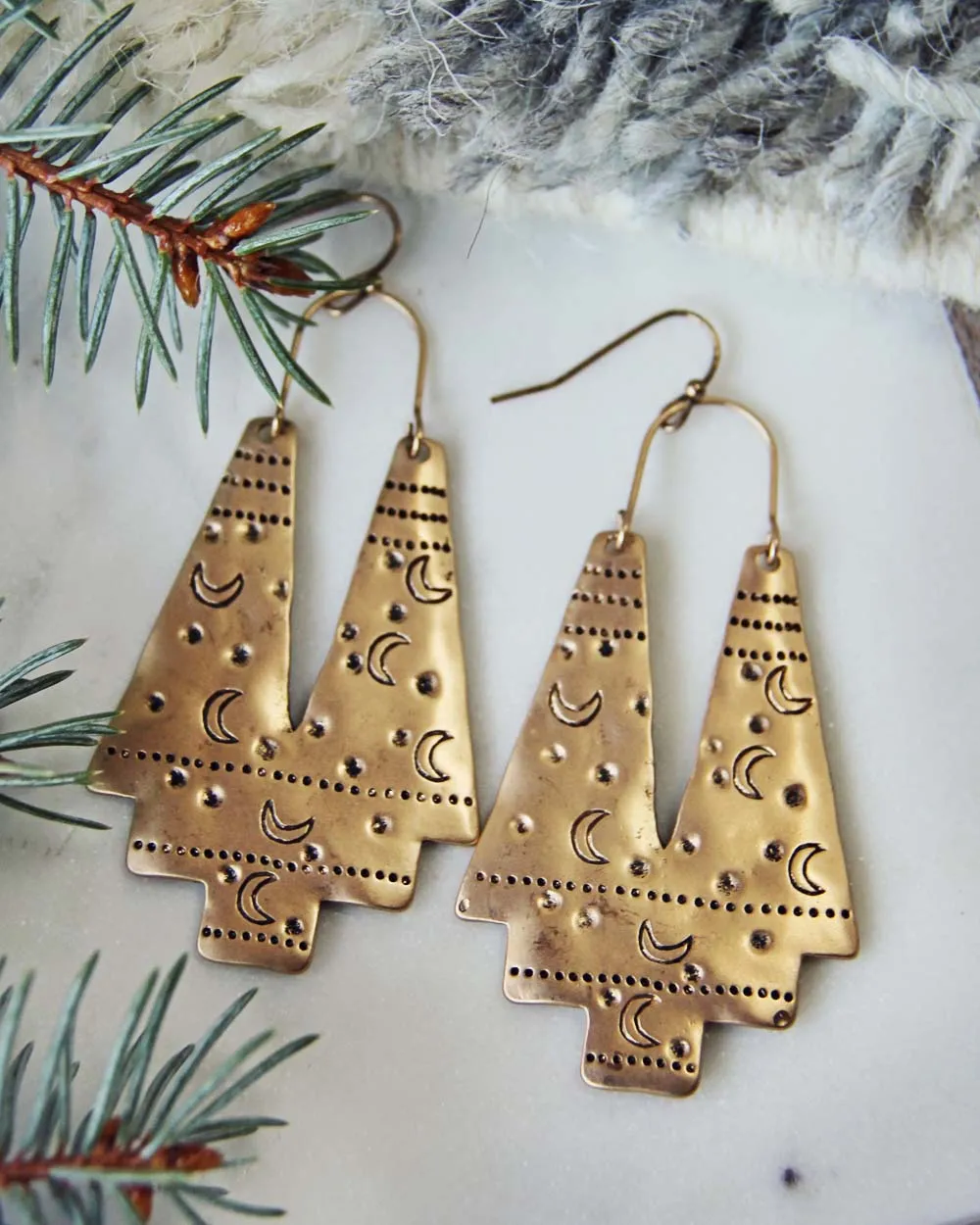 Shadow Moon Earrings in Soft Gold