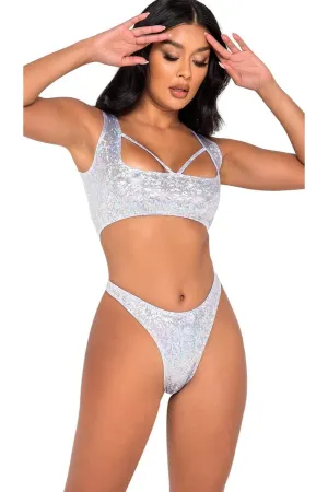 Shimmery High Cut Thong Bottom