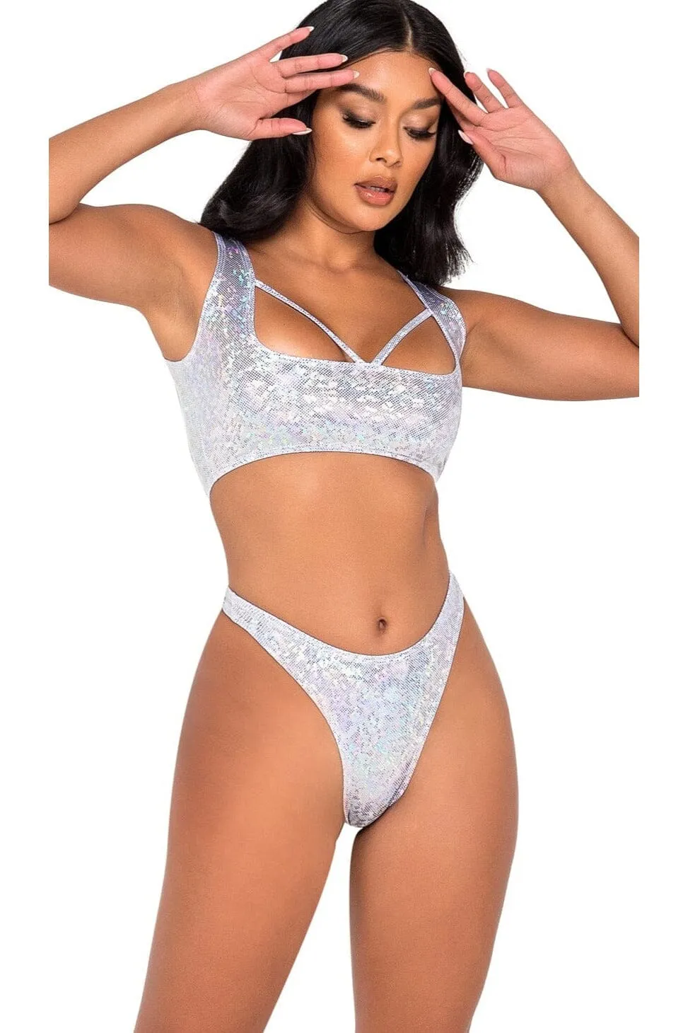 Shimmery High Cut Thong Bottom