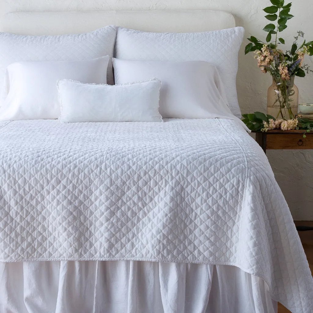 Silk Velvet Quilted Coverlet - White - Queen