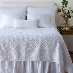 Silk Velvet Quilted Coverlet - White - Queen