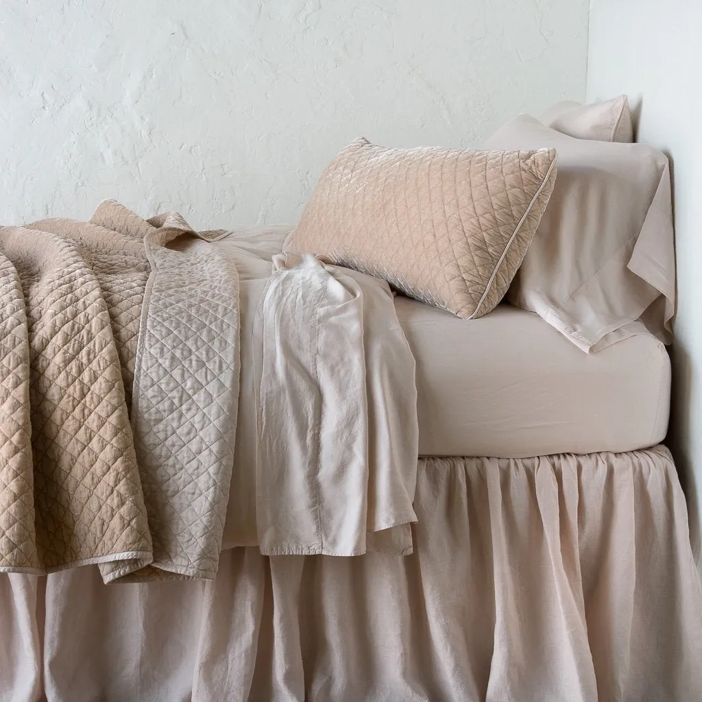 Silk Velvet Quilted Lumbar Pillow