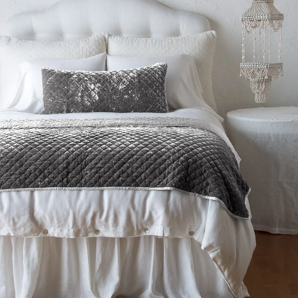 Silk Velvet Quilted Lumbar Pillow