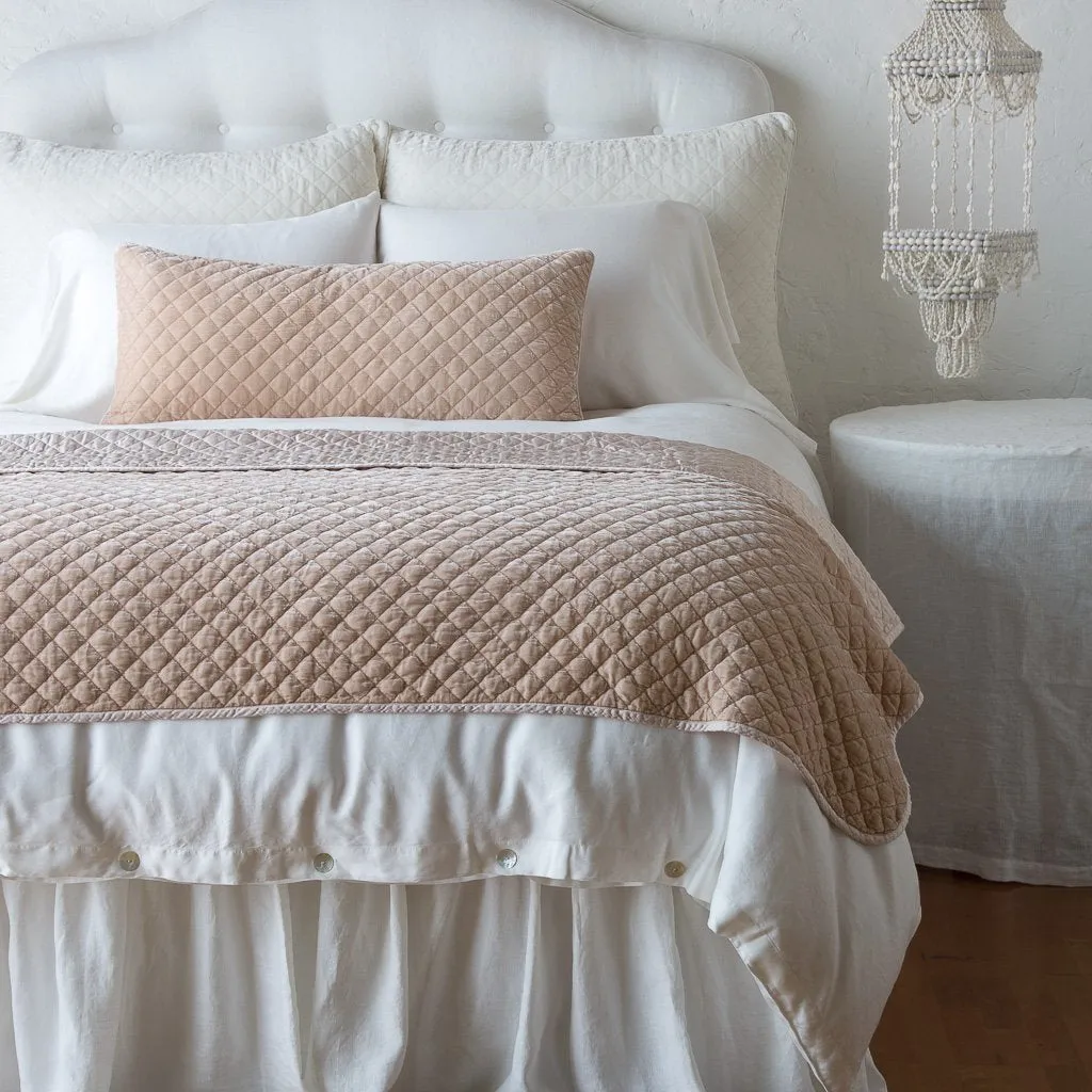 Silk Velvet Quilted Lumbar Pillow