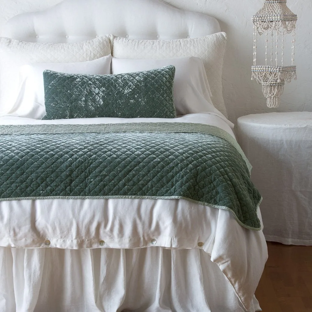 Silk Velvet Quilted Lumbar Pillow