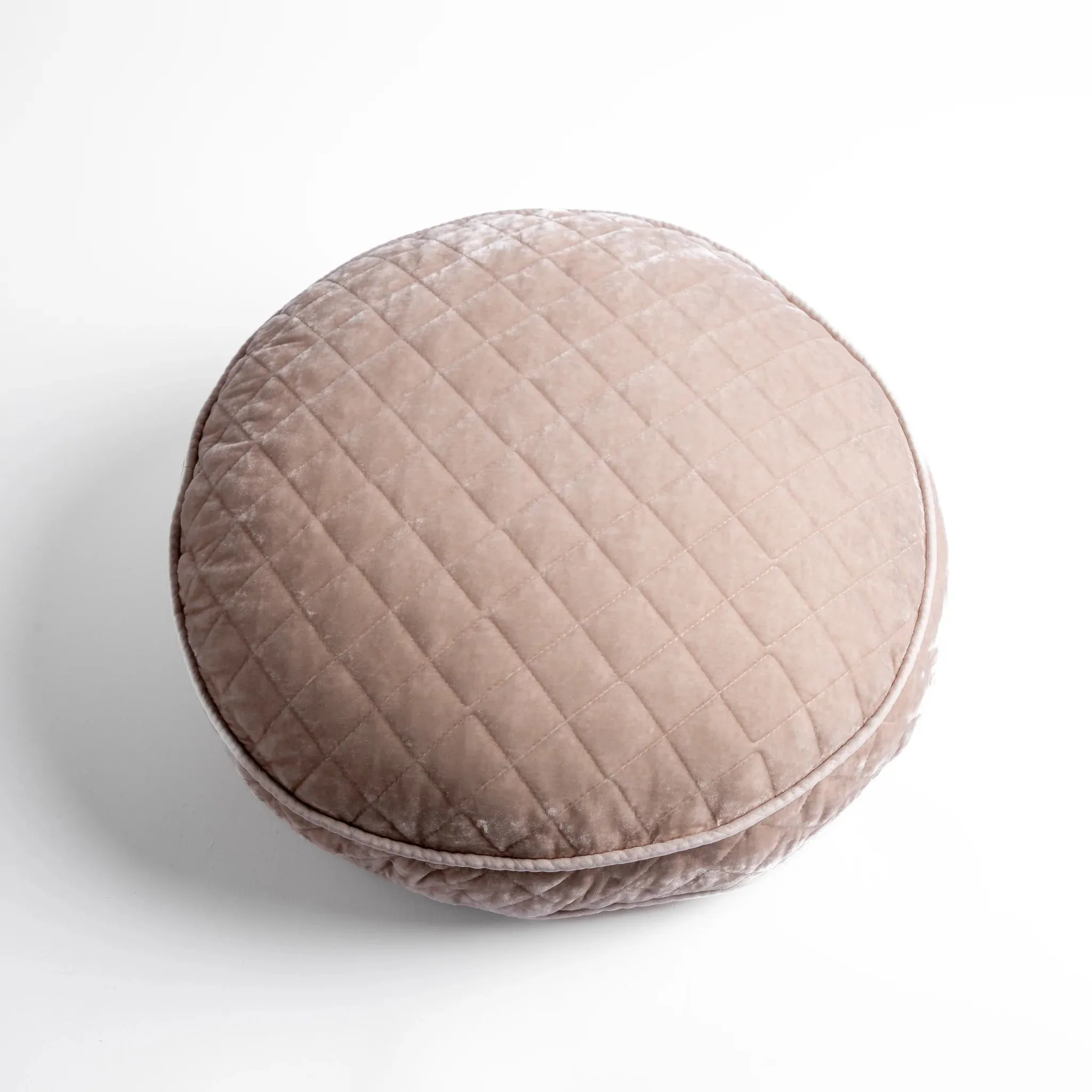 Silk Velvet Quilted Round Throw Pillow