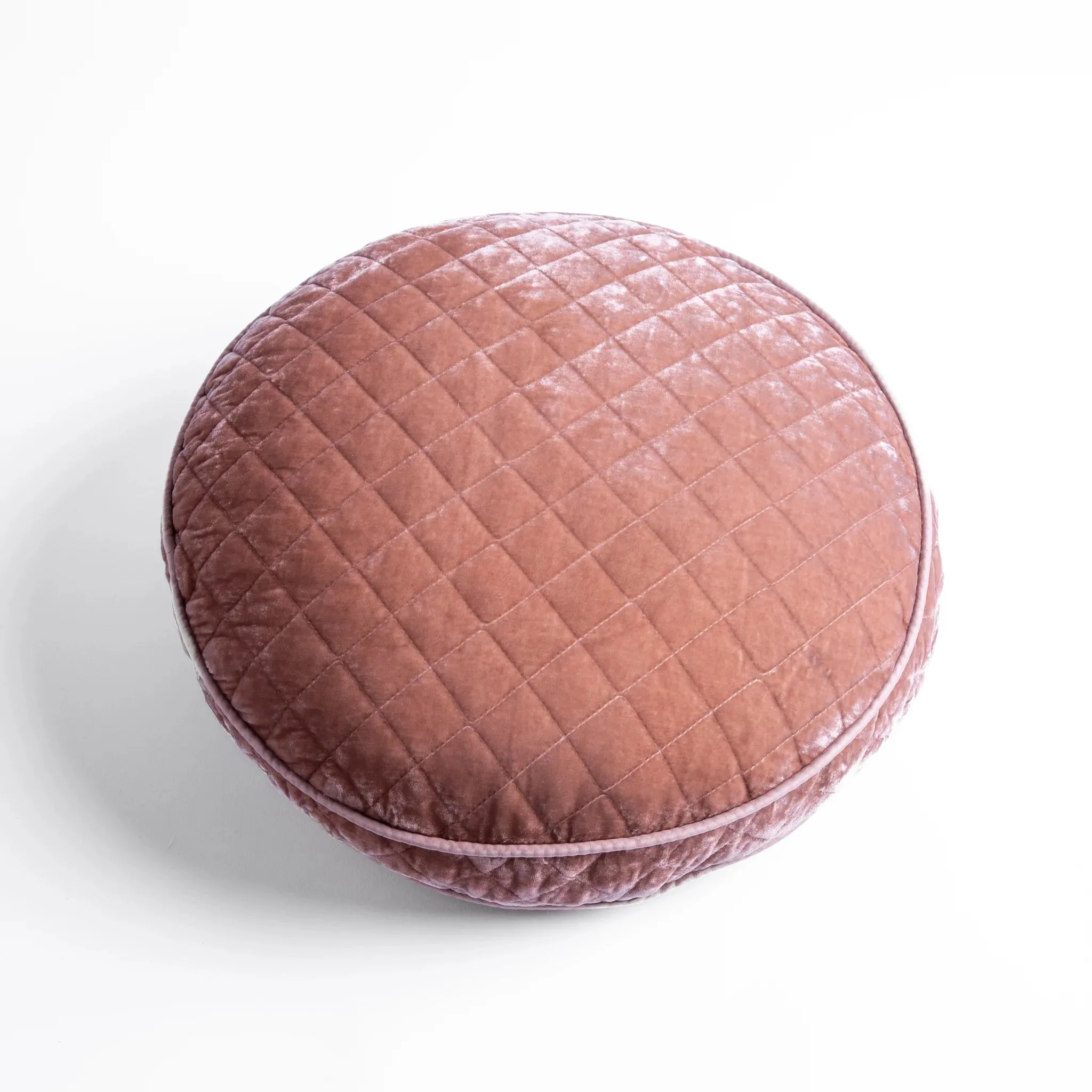 Silk Velvet Quilted Round Throw Pillow